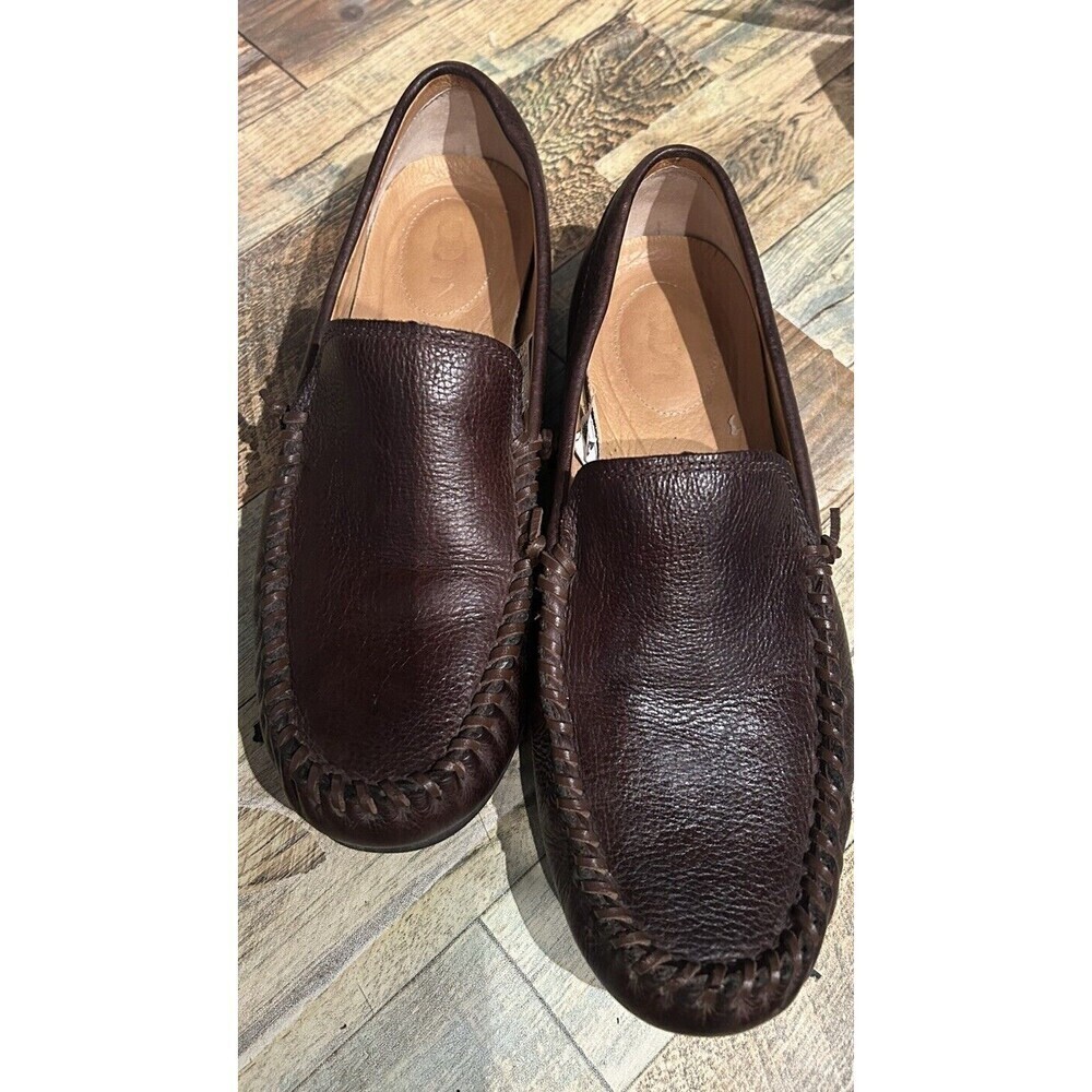 UGG Men's Jennings Brown Leather Slip On Loafer boat shoe Size 10 preppy